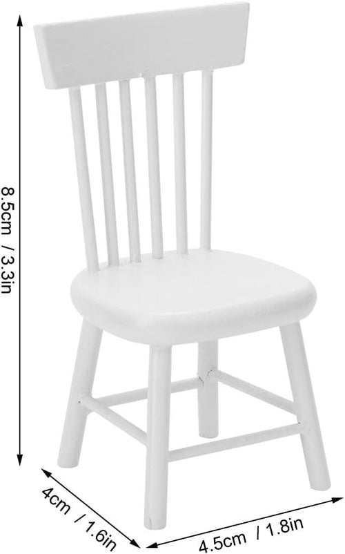 1PCS Doll Chair, Dollhouse Chairs, Miniature Chair, Portable 1:12 Doll House Furnitu, for Wedding, Dollhouse Dinning Room Home Decor Photography Props, 3.3x1.8x1.6 inch, White