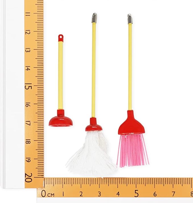 Odoria 1/12 Miniature Plunger Mop Dollhouse Cleaning Accessories