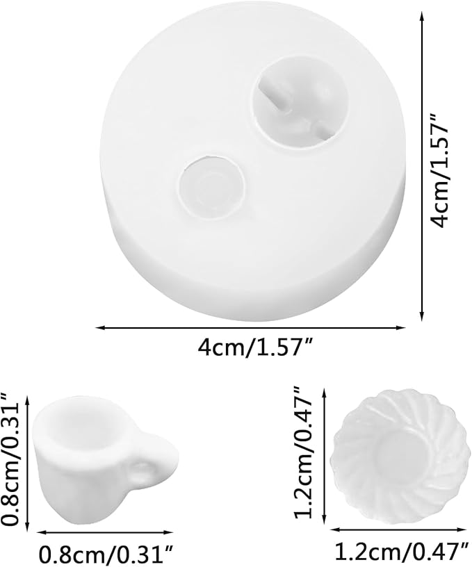 Mini Cup Coaster Shape Resin Silicone Molds 3D Tiny Cups Epoxy Casting Molds for DIY Micro Resin Dollhouse House Kitchen Miniatures Landscape Decor