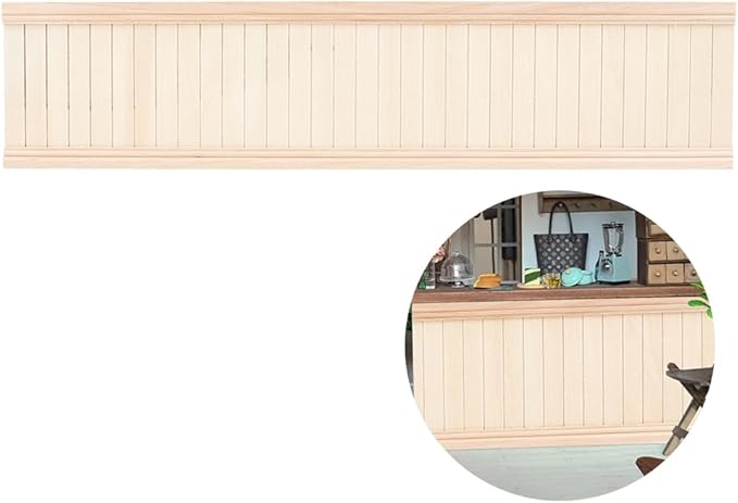 Miniature Dollhouse Accessories, Wainscot Interior Paneling Doll House Wooden Wainscoting Wooden Dollhouse Trims for Miniature Houses Small Buildings 14.5x3.3inch