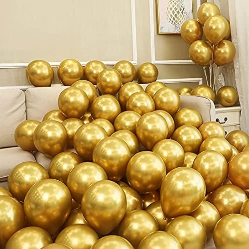 5 inch Metallic Gold Balloons, 100 pcs Thick Chrome Gold Latex Party Balloons (Metallic Gold)