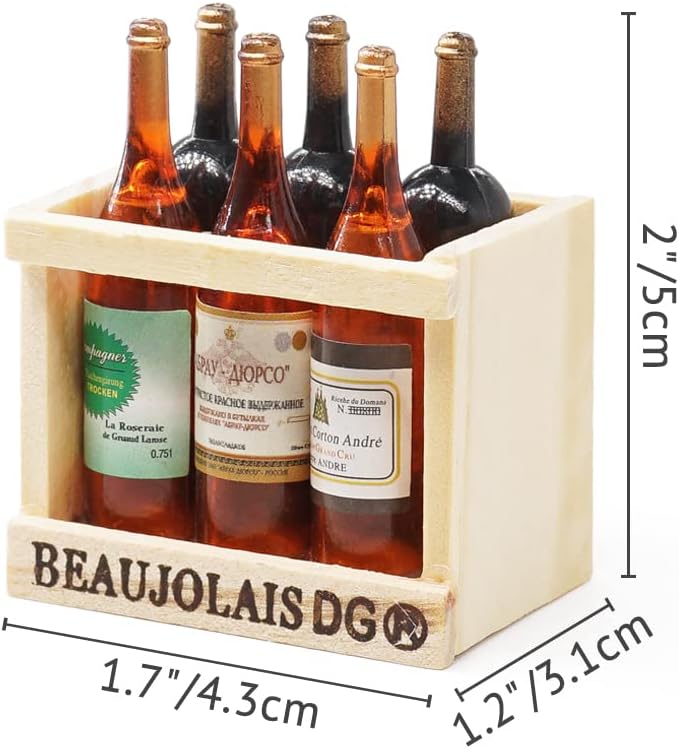 Odoria 1/6 Miniature Wine Holder with 6Pcs Bottles Dollhouse Decoration Accessories