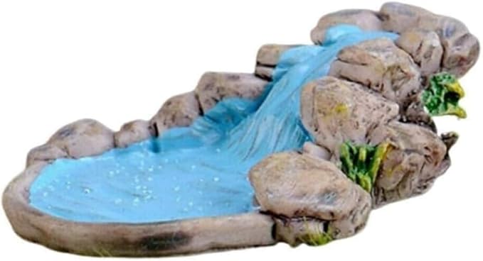 2Pcs 2 Models Blue DIY Miniature Mini Water Pool Fairy Garden Lawn Ornament for Mountain Dollhouse Decor Craft Outdoor Statues Antique European Village Character and Manor Style, Decorations