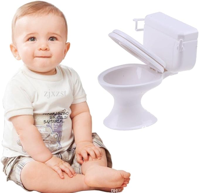 Almencla White Dollhouse Furniture Model Bathroom Toilet Miniature Toy for Doll