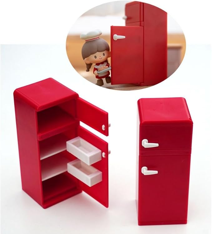 1 Set 1:12 Scale Kitchen Wooden Miniature Dollhouse Furniture Set,Doll House Furniture Toys Gift for Kids Boys Girls