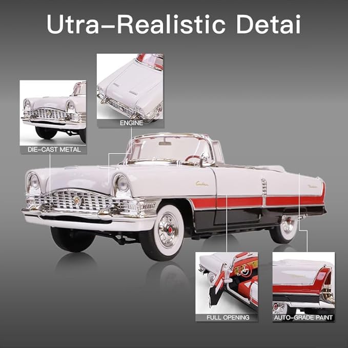 1955 Detroit Luxury Convertible 1:18 Diecast - 352ci V8 Tri-Tone | Opening Doors, Steering Linkage, Premium Gift Box | Ages 14+