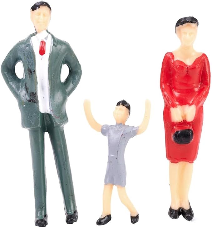 50 Pcs Mini People Figurines 1:32 Scale Architectural Painted Tiny People Model Sitting And Standing, 2.38 inch Plastic Miniature People Assorted Poses Model Trains For Miniature Scenes