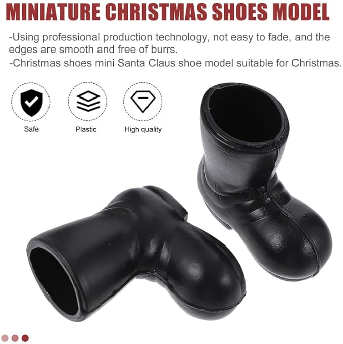 Totority Miniature Christmas Santa Boots 12Pcs Tiny Festival Desktop Decorations Mini Shoes for Dollhouse Crafts and Holiday Display