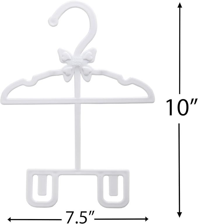Doll Full-Outfit Clothes Hangers for 18" Doll Clothes- 12pk Unique Design Compatible w American Girl Holds Your Top & Bottom at Once Including Dresses, Pants, Shirts, Skirts - White