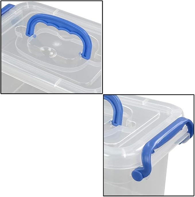 2 L Mini Plastic Storage Bin, Clear Storage Box Set of 6