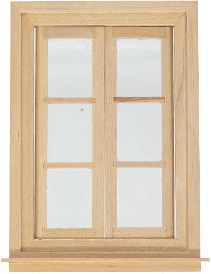 Dollhouse Windows, Wooden Miniature Dollhouse Furniture Window Frame for Dolls Houses Decoration-1: 12 Scale