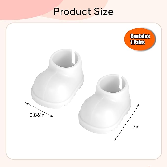 sunla Doll Shoes for 17cm Doll, Cute Mini Shoes Accessories for 17cm Dolls Sitting Standing Series, Silicone Doll Rain Shoes Boots(1 Pair White)