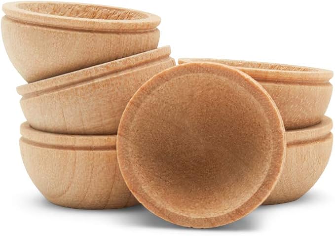Woodpeckers Unfinished Wood Mini Bowl, 3/4 inch, Perfect for Scale Models, Dollhouse Dishes, Wood Craft Projects, and Sorting Activity, Pack of 25