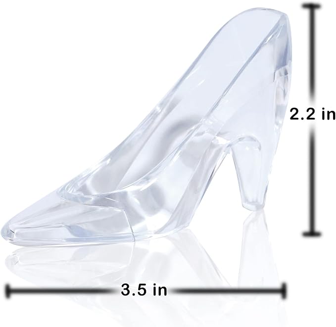 Plastic Mini Cinderella Princess Slippers Glass Heels Party Decorations for Weddings, Birthday Party Favors 3.5 inches