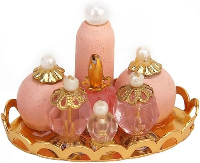 1Pc Pink 1/12 Miniature Perfume Tray Dollhouse Decoration Accessories, Dollhouses Accessories，Dollhouse Decor，Miniature Dollhouse DIY Accessorie