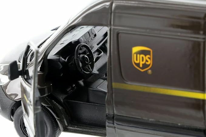 KiNSMART - Mercedes-Benz Sprinter UPS Edition Cargo Van, 1:48 O Scale Die Cast Metal Model Toy Van, Pull-Back Action