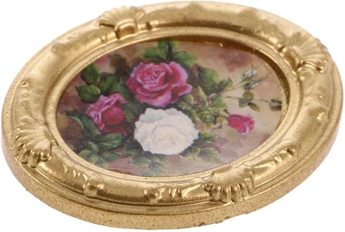 Vintage Mini Metal Dollhouse Decor Furniture Kit Flower Picture Photo Frame for 1:12 Dolls House Miniature Accessories #B