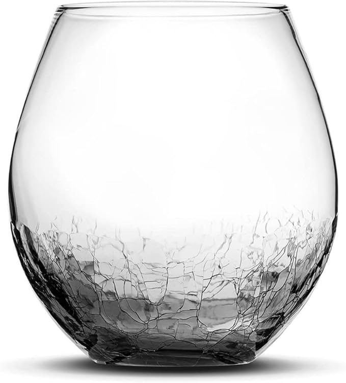 Integrity Bottles, Wine Glass, Handblown Gifts (Crackle Smoke)