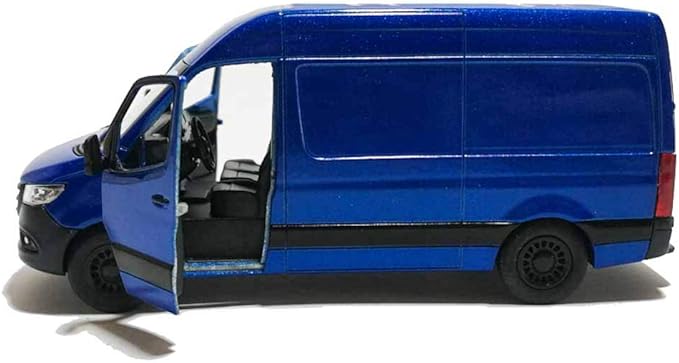 KiNSMART - Mercedes-Benz Sprinter Cargo Van 1:48 O Scale 5" Die Cast Metal Model Toy Van, Pull-Back Action (Blue)
