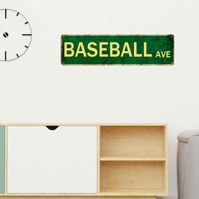 Baseball Decor For Boys Room Baseball Sports Vintage Metal Baseball Ave Tin Signs For Man Cave Boys Only Signs For Kids Room Decor Baseball Ave Theme Party Decorations Poster 4x16 Inch