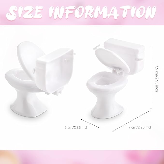 Skylety 2 Pieces Mini Toilet Seat Dollhouse Furniture Miniature Classic Bathroom Toilet Tiny Cake Topper Bathroom Furniture Dollhouse Accessories (White)