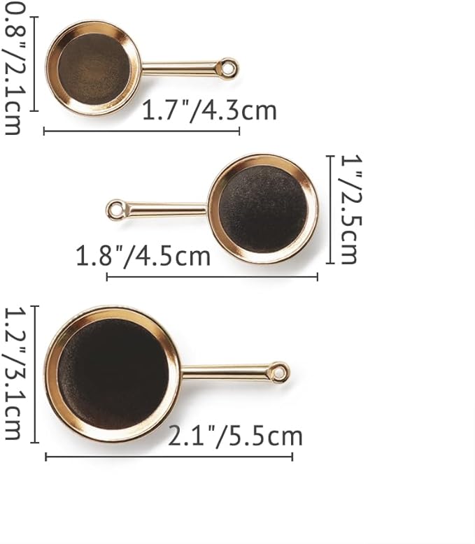 Odoria Dollhouse Frying Pan Miniature: 1/12 Scale Skillet Cookware for Kitchen Restaurant - Mini Kitchenware Cooking Utensils Metal Golden 3Pcs