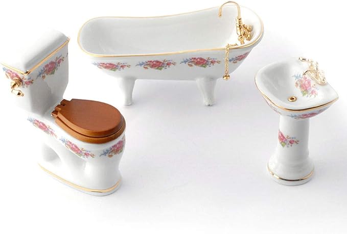 Reutter Porzellan Miniature Bathroom Set 3 Pieces from 1: 12 for Doll Houses