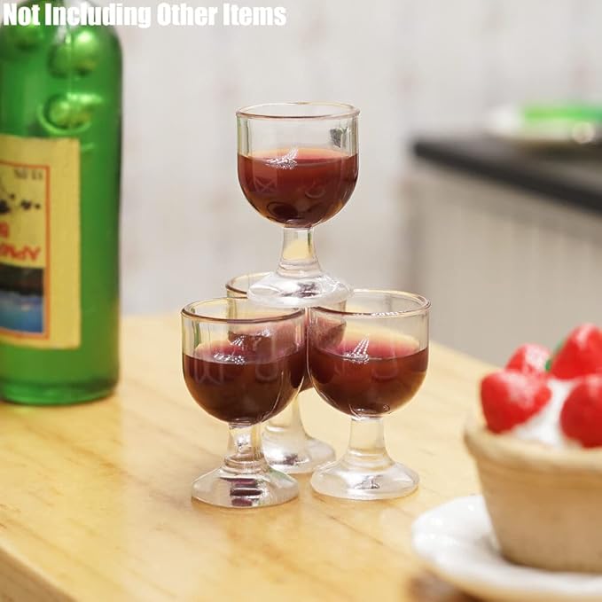 Odoria 1/12 Miniature Wine Glasses 4Pcs Dollhouse Decoration Accessories, Red Wine