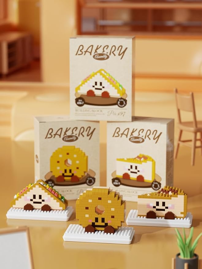Bagel Happy Bread Series Food Cute Series Set Toy Mini Bricks Micro Building Kit Toys Desktop Ornaments Gift for Adults Kids