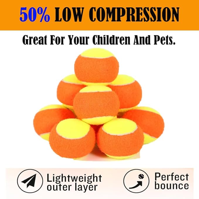 LIYUANBAIHUO Tennis Balls Low Compression Stage Tennis Ball for Beginners Youth Kids Training Practicing for Easy Transport