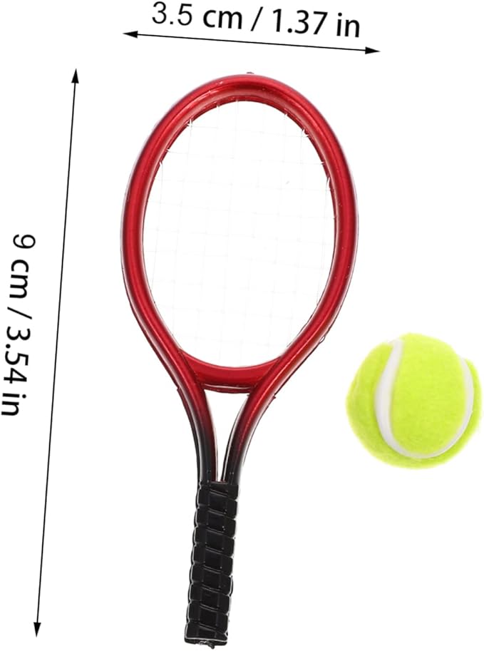 CIYODO 1set Miniature Tennis Racket and for Dollhouse Decor Realistic Mini Tennis Supply for Boys and Girls Creative Play for Miniature Sports Enthusiasts