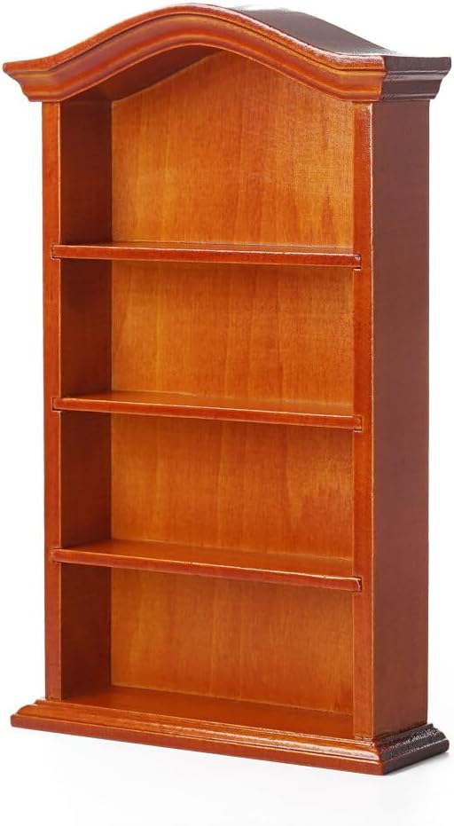 Odoria 1/12 Miniature Shelf Mini Bookshelf Bookcase Miniatures Dollhouse Furniture Accessories Doll House Accessory, Brown
