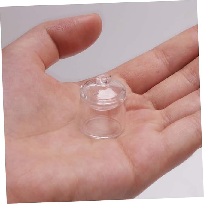 2 Pcs Miniature Glass Jars with Lids Doll House Decor 1 12 Scale Mini Model Storage Tank Realistic Miniature Glass Canisters for Dollhouse Accessories 1.02X0.78X0.78 Inch