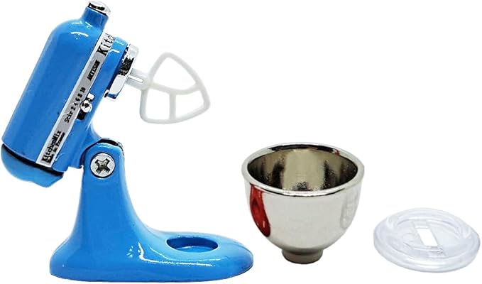 ChangThai Design Tiny 1¼" High Blue Bread Dough Mixer Kneader Machine Movable Figurine Steel and Resin Miniature Decoration Accessories Replica Decorative Collectible Figurines Home Décor Gifts