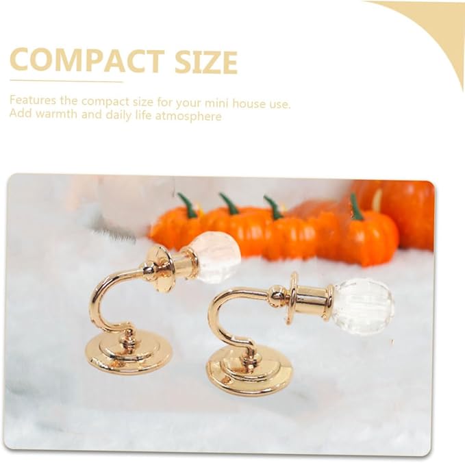 minkissy 12 Scale Dollhouse Decoration, Gold Color Mini Bedside Light for Dollhouse Accessories and Miniature Scene Lighting