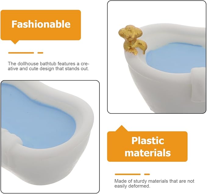 Totority Miniature Dollhouse Bathtub 10-Pack Small Plastic Bathtub Accessories for DIY Dollhouse Bathroom Furniture Decor Micro Landscape