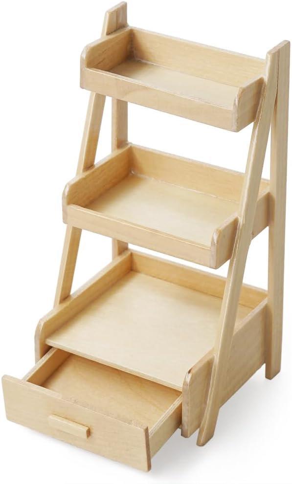 Odoria 1/12 Miniature Plant Shelf Dollhouse Decoration Accessories, Burlywood