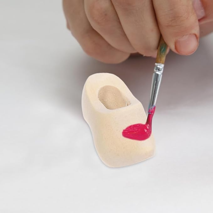 Abaodam Miniature Wooden Shoes 2 Pairs Unfinished Dollhouse Decor DIY Craft Supplies for Home and Party Decoration