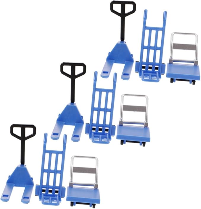 VICASKY 3sets Platform Cart Models Realistic Forklift Toy for Dollhouse Scenes Lightweight Trolley Intricate Details Educational Construction Vehicle Playset for Boys and Girls