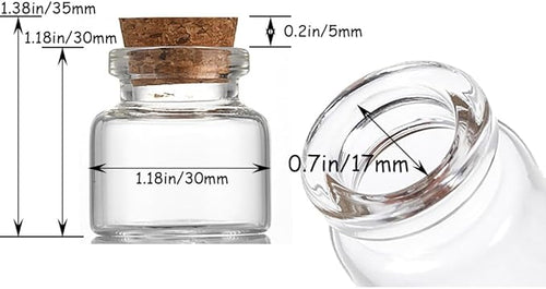 18 pcs 12ml Small Glass Bottles with Cork Stopper,Decorative Bottle,Vials Jars,Cute Storage Jar,Wishing Bottle 30x30mm(1.18x1.18inch)