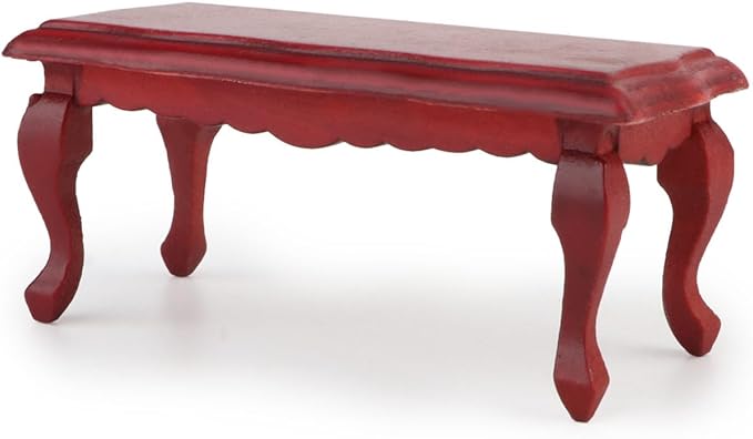 Miniature Furniture End Table 1:12 Furniture for Dollhouse Long Side Table Miniature Room Ornaments Living Room Bedroom Library Scene Decoration (Red)