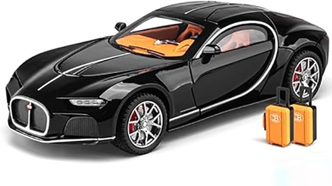 1:24 Simulated Atlantic Alloy Car Model Sound and Light Return Toy Car Metal Sports Car Boy Collection Ornaments Gifts (Black)