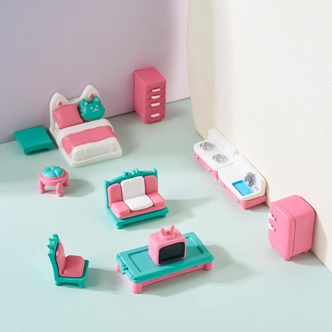 11Pcs Plastic Mini Furniture Decoration Set Dollhouse Miniature Furniture Assorted Mini Model Decorations Doll House Micro Landscape Accessories Decoration Tiny Furnitures Ornament