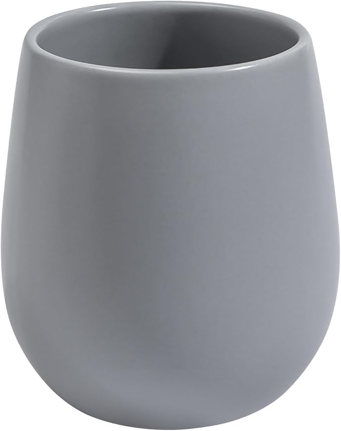 Grey Ceramic Toothbrush Holder - 11Oz Small Bathroom Tooth Brushing Holders, Reusable Mouthwash Cup, Toothpaste Holder, Makeup Brush Holder, Pen Holder for Bathroom Countertop, 1PC