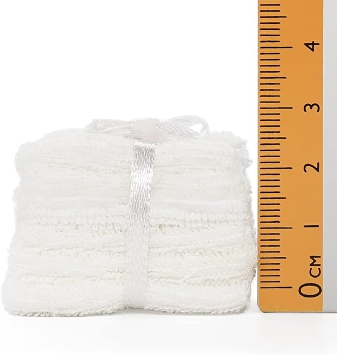 Odoria 1/12 Miniature Bathroom Towels Dollhouse Decoration Accessories, White