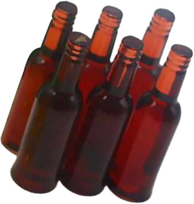 Totority Miniature Beer Bottles 6Pcs Realistic Dollhouse Accessories Brown Resin Mini Beer Bottle Models for Tiny House Decor and Photo Props