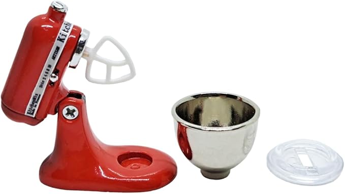 ChangThai Design Tiny 1¼" High Red Bread Dough Mixer Kneader Machine Movable Figurine Steel and Resin Miniature Decoration Accessories Replica Decorative Collectible Figurines Home Décor Gifts