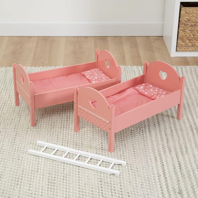 Fat Brain Toys Emery's World - Pretend & Play Double Doll Bed for 12-to-16-inch Dolls, Ages 3+