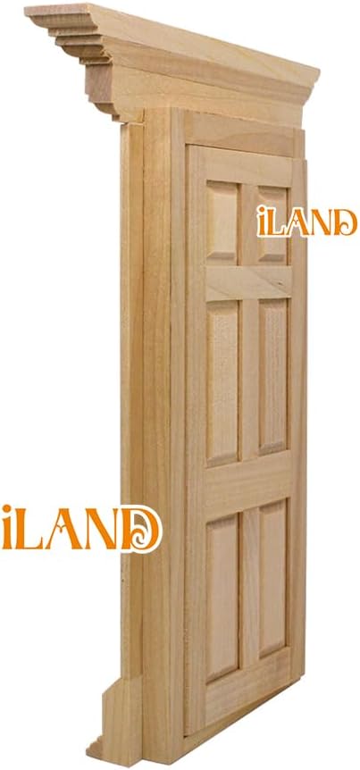 iLAND Dollhouse Door on 1:12 Scale, Miniature Door w/Handle & Knocker (Neoclassical Mini Door)