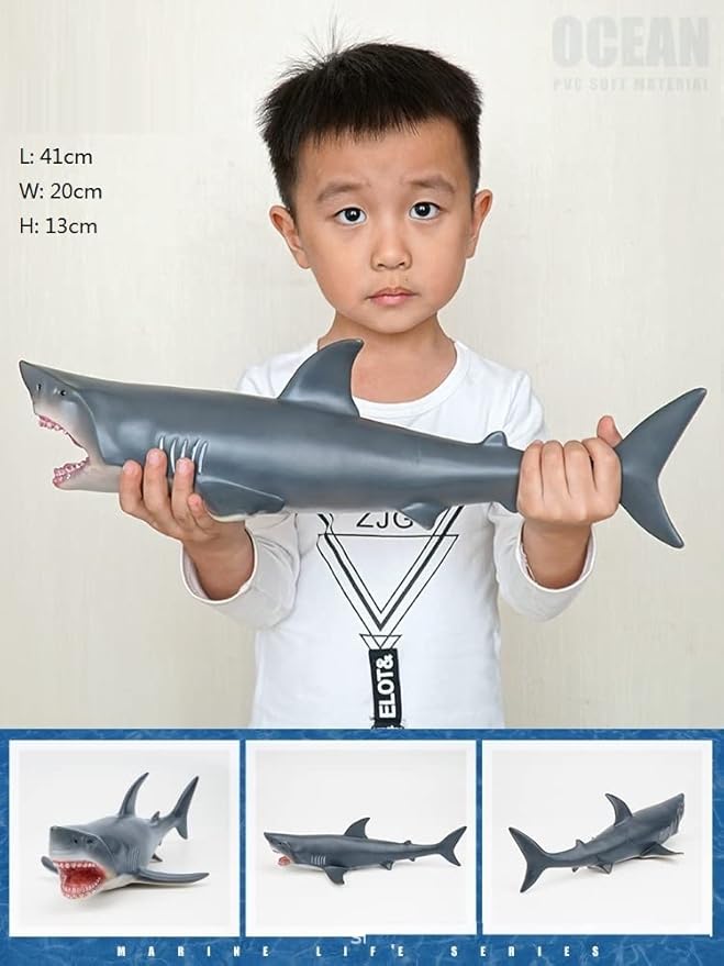 SmilerSmile Simulated Ocean Big Animal, One pc 15Inch Soft Filled Rubber Sea Educational Toys (Great White Shark)